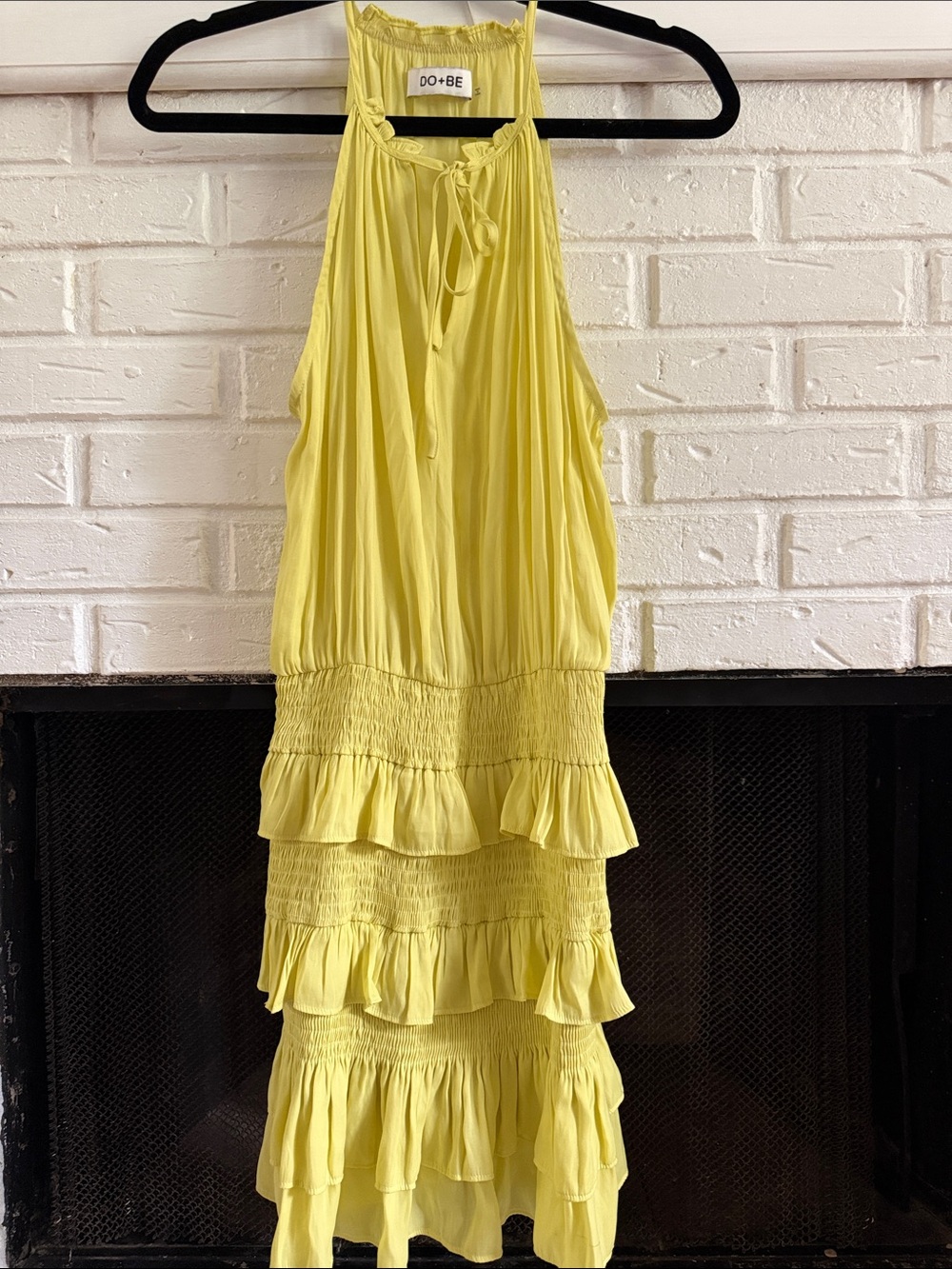 DO+BE Green/Yellow Tiered Ruffle Dress